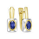 Серьги с английским замком из серебра с сапфирами