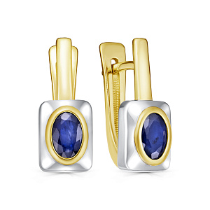 Серьги с английским замком из серебра с сапфирами