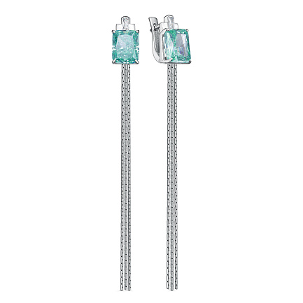 Серьги с английским замком из серебра с бриллиантами