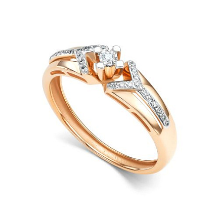 Кольцо из красного золота с бриллиантами