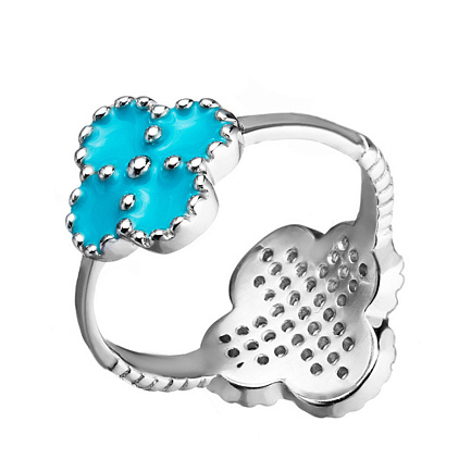 Кольцо из серебра с фианитом, эмалью