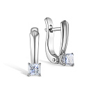 Серьги с английским замком из белого золота с бриллиантом