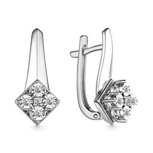 Серьги с английским замком из белого золота с бриллиантами