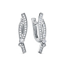 Серьги с английским замком из серебра с фианитами