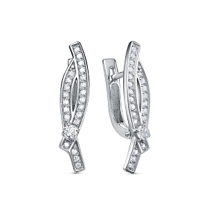 Серьги с английским замком из серебра с фианитом