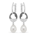 Серьги с английским замком из белого золота с бриллиантами