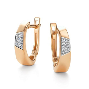 Серьги с английским замком из красного золота с бриллиантами