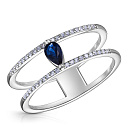 Кольцо из белого золота с бриллиантами, сапфиром