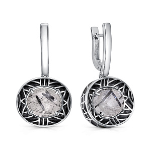 Серьги с английским замком из серебра с кварцем