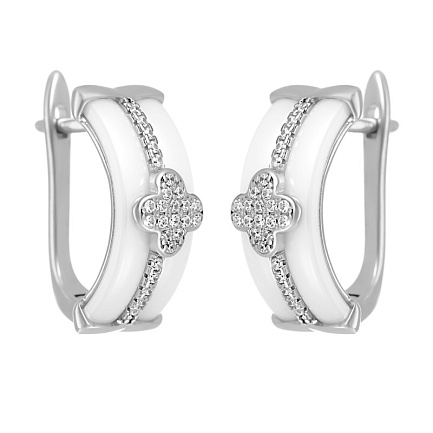 Серьги с английским замком из серебра с керамикой