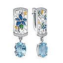 Серьги с английским замком из серебра с топазами