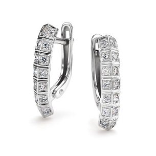 Серьги с английским замком из белого золота с бриллиантом