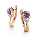 Серьги с английским замком из красного золота с бриллиантами