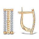 Серьги с английским замком из красного золота с фианитами