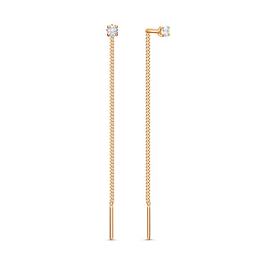 Серьги из красного золота с фианитом