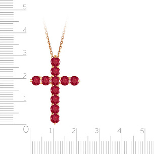 Колье из красного золота с рубином, плетение якорное