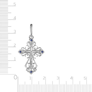 Крест из белого золота с сапфиром