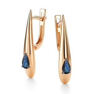 Серьги с английским замком из красного золота с сапфирами