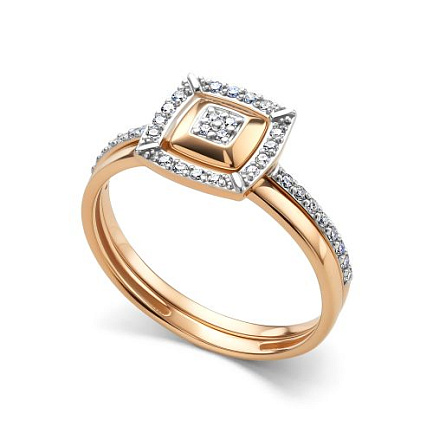 Кольцо из красного золота с бриллиантами