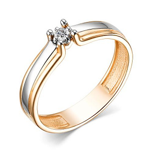 Кольцо из красного золота с бриллиантом