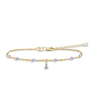 Браслет декоративный из желтого золота с фианитом