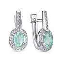 Серьги с английским замком из серебра с изумрудами