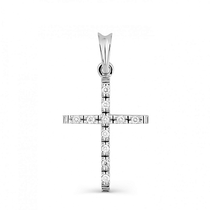 Крест из белого золота с бриллиантами