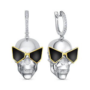 Серьги с английским замком из серебра с фианитами