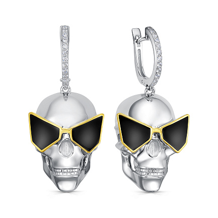 Серьги с английским замком из серебра с фианитами