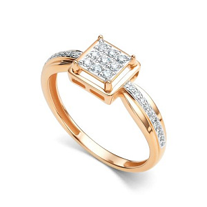 Кольцо из красного золота с бриллиантами