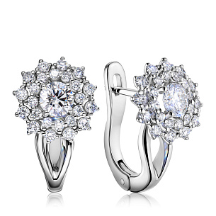 Серьги с английским замком из белого золота с бриллиантом