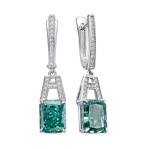 Серьги с английским замком из серебра с бриллиантами