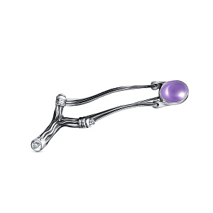 Брошь из серебра с аметистом, фианитом