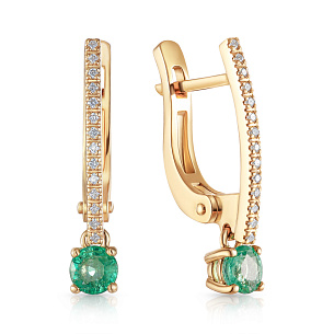 Серьги с английским замком из желтого золота