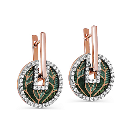 Серьги с английским замком из красного золота с бриллиантами