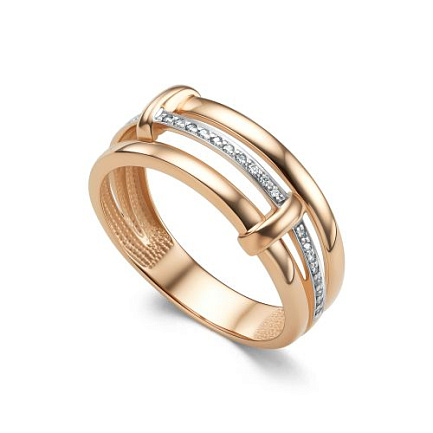 Кольцо из красного золота с бриллиантами