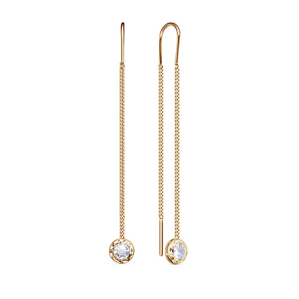 Серьги из красного золота с фианитами