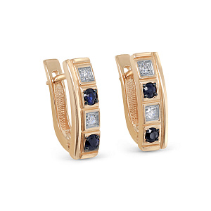 Серьги с английским замком из красного золота с бриллиантами