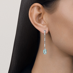 Серьги из белого золота с морганитом и бериллом