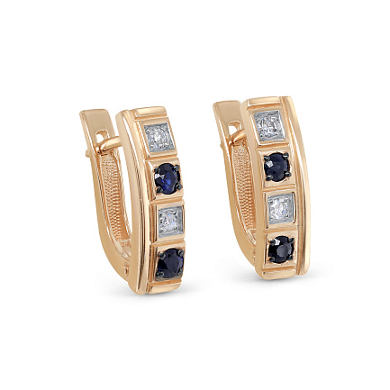 Серьги с английским замком из красного золота с бриллиантами