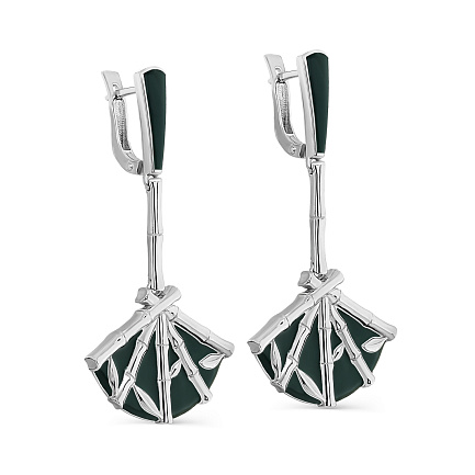 Серьги с английским замком из серебра с эмалью