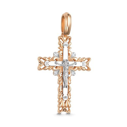 Крест из красного золота с бриллиантами