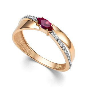 Кольцо из красного золота с бриллиантом