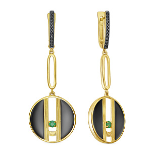 Серьги с английским замком из серебра с изумрудом