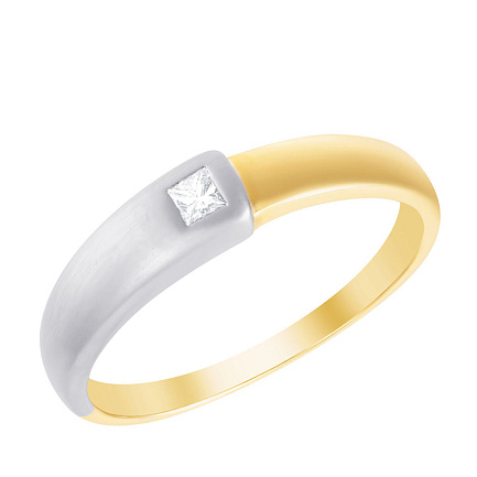 Кольцо обручальное из комбинированного золота с бриллиантом