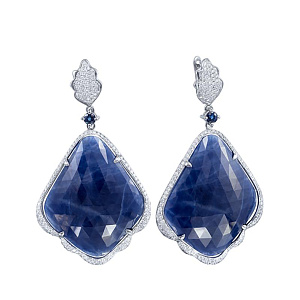 Серьги с английским замком из белого золота с бриллиантами