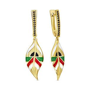 Серьги с английским замком из серебра с фианитом