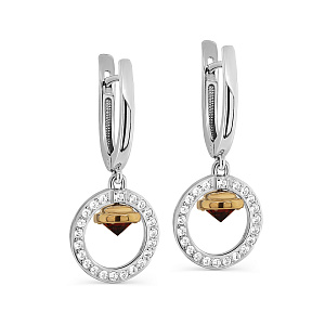 Серьги с английским замком из серебра с фианитами