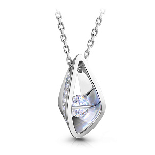 Колье из белого золота с бриллиантом, плетение якорное