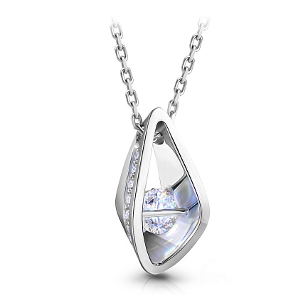 Колье из белого золота с бриллиантами, плетение якорное